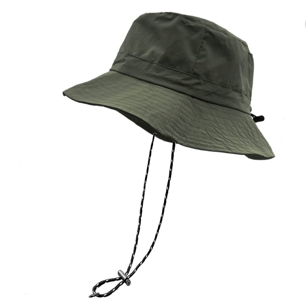 woogwin Waterproof Bucket Rain Hat with Chin Strap Quick Dry Packable Boonie Sun Hat Safari Hat UV Protection(Green)