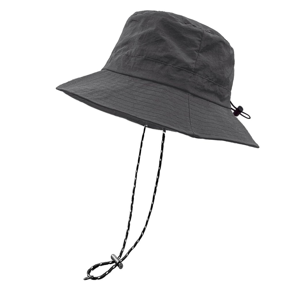 woogwin Waterproof Bucket Rain Hat with Chin Strap Quick Dry Packable Boonie Sun Hat Safari Hat UV Protection(Darkgrey)