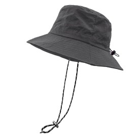 woogwin Waterproof Bucket Rain Hat with Chin Strap Quick Dry Packable Boonie Sun Hat Safari Hat UV Protection(Darkgrey)