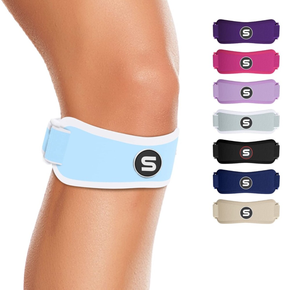 Sleeve Stars Swedish Brand Patellar Tendon Support Strap for Women & Men Effective Osgood Schlatter Knee Brace Youth & Kids Knee Brace with 3 Adjustable Length fits 12-24 (Pair/Light Blue/Adult)