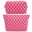 SOIDRAM 2 Pieces Makeup Bag Large Checkered Cosmetic Bag Capacity Canvas Mix Travel Toiletry Bag Organizer Cute Makeup Brushes Aesthetic Accessories Storage Bag for Women, Checkered Mix Rose Red