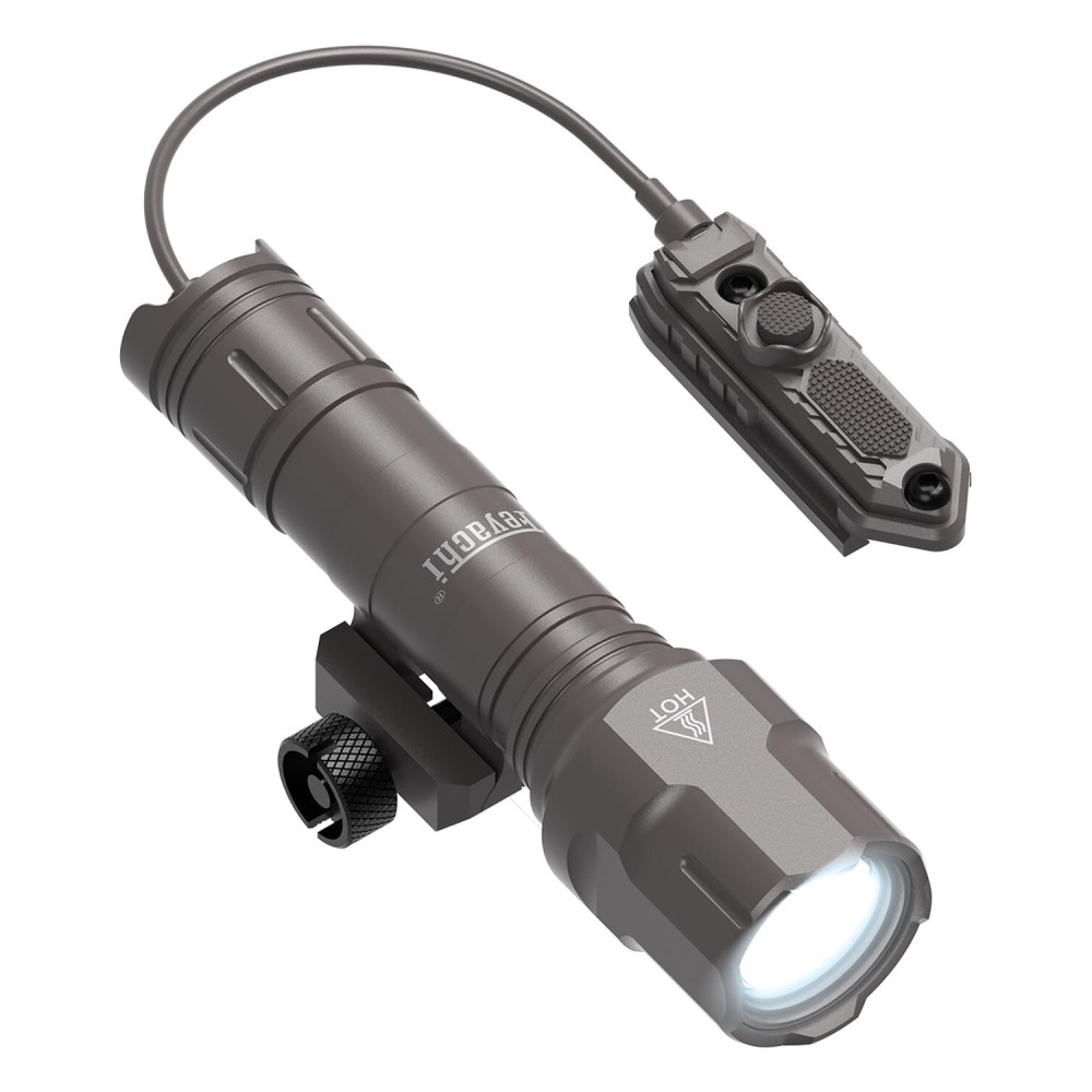 Feyachi Rifle Light 1200LM 22500Candela WL25 Tactical AR Flashlight LED Outdoor Light with Pressure Switch & Picatinny/Mlock Rail Mount, 3 Modes - High/Low/Strobe