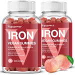 VEGEPOWER Vegan Iron Gummies Supplement - Multivitamin Supplement with Vitamin C, A, B & Zinc - Health Blood & Energy Support for Iron Deficiency, Anemia, No After Taste - Peach Flavor2 Packs
