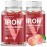 VEGEPOWER Vegan Iron Gummies Supplement - Multivitamin Supplement with Vitamin C, A, B & Zinc - Health Blood & Energy Support for Iron Deficiency, Anemia, No After Taste - Peach Flavor2 Packs