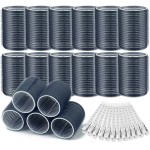 Acejoz Hair Rollers, 12Pcs Large Self Grip Hair Rollers with 12Pcs Stainless Steel Duckbill Clips, for Long Medium Thick Hair Volume (Navy Blue)