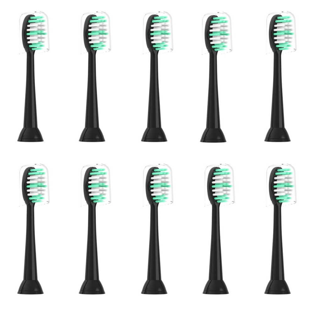 Everystep Replacement Toothbrush Heads 10 Pack Compatible with AquaSonic Black Series for Vibe Series Black Series pro, and for Duo Series pro Electric Toothbrush,Soft Balck