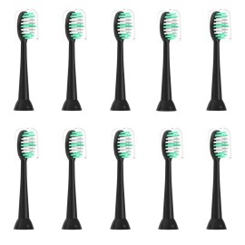 Everystep Replacement Toothbrush Heads 10 Pack Compatible with AquaSonic Black Series for Vibe Series Black Series pro, and for Duo Series pro Electric Toothbrush,Soft Balck