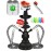 Portable Hookah set with everything - Black Hookah Set 2 Hose Hookahs - Black Mini Hookah 2 Hose Hooka Set with 50x Foil Sheets, Silicone Bowl 10x Disposable Tips and Sisha Tongs