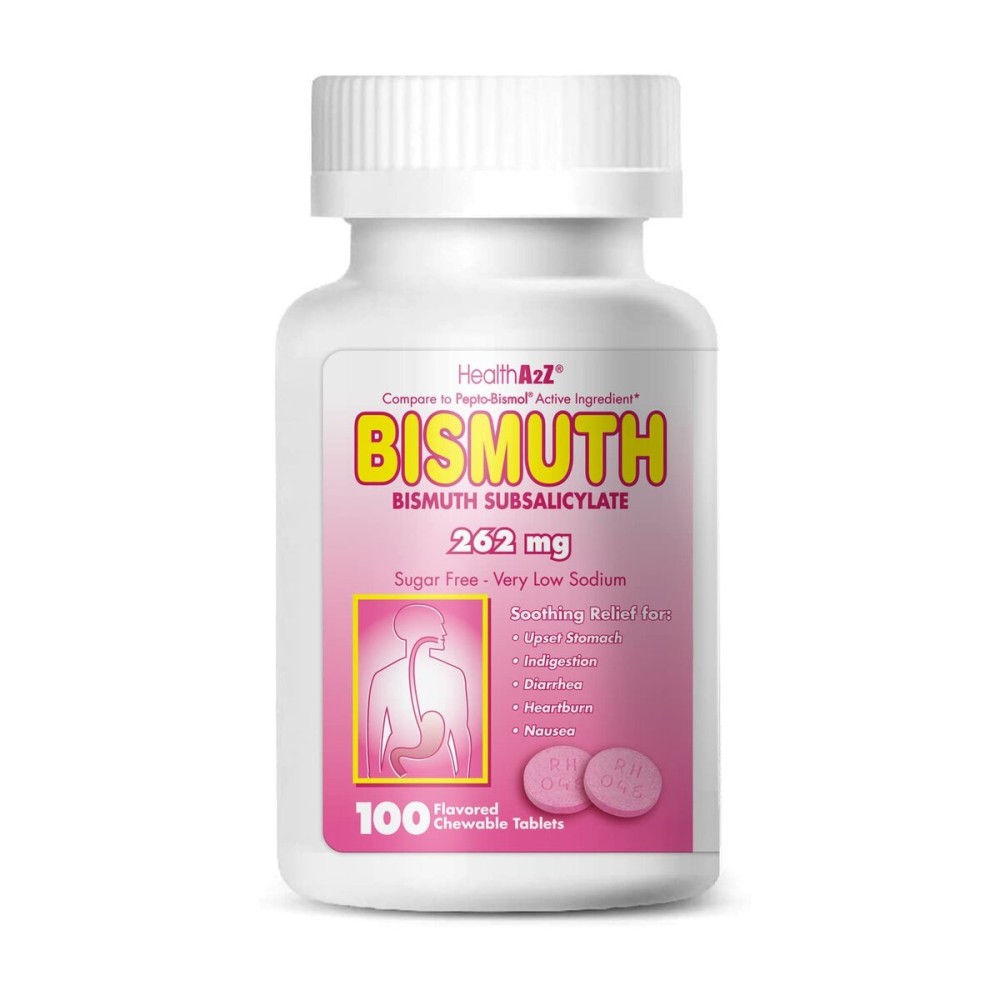 HealthA2Z Bismuth | Bismuth Subsalicylate 262mg | Multi-Symptom Relief | (100 Count (Pack of 1))