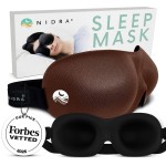 Nidra Contoured Sleep Mask for Side Sleepers - Zero Pressure Fit, Light Blocking Eye Shade for Sleeping & Travel - Brown, Standard Size