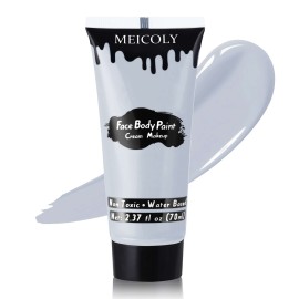 MEICOLY Light Grey Cream Face Body Paint,2.37Oz Large Tube Face Paint Zombie Makeup for Adults and Kids,Professional Face Painting for Halloween SFX Grayscale Homestuck Cosplay Makeup