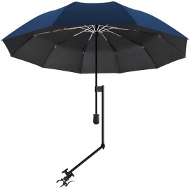UPF 50+ Beach Umbrella with Adjustable Universal Clamp