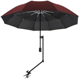 UPF 50+ Beach Umbrella with Adjustable Universal Clamp