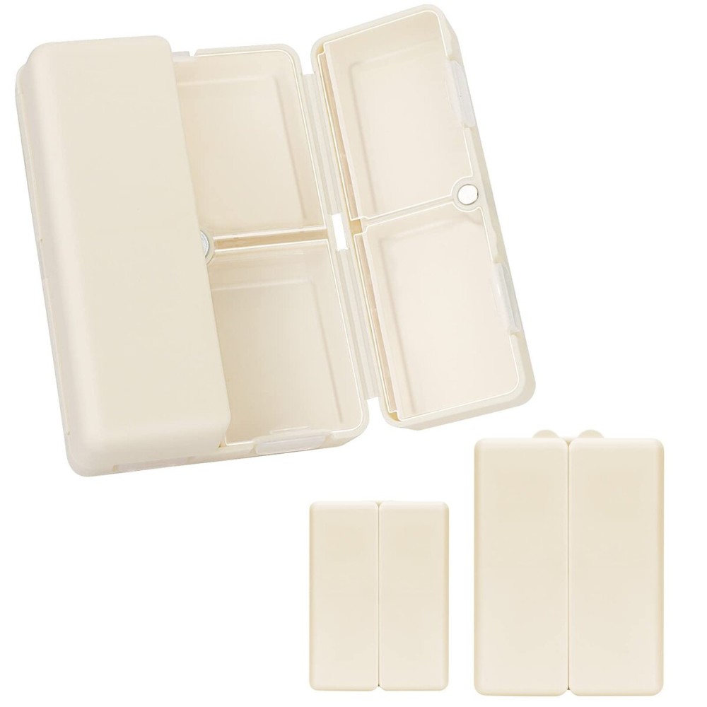 FYY 2 Pcs Daily Pill Organizer, 7 Compartments Portable Pill Case Travel Pill Organizer,[Folding Design] Pill Box for Purse Pocket to Hold Vitamins,Cod Liver Oil,Supplements and Medication-White