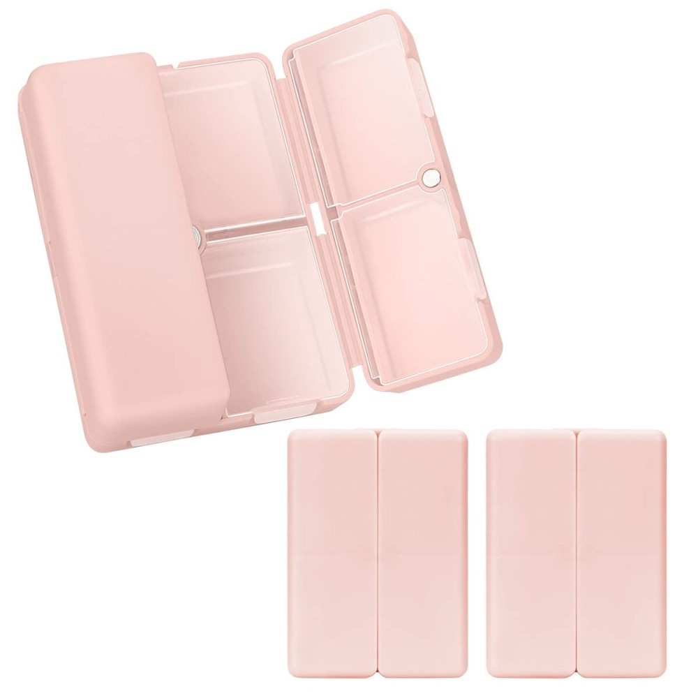 FYY Daily Pill Organizer,2 Pcs 7 Compartments Portable Pill Case Travel Pill Organizer,[Folding Design] Pill Box for Purse Pocket to Hold Vitamins,Cod Liver Oil,Supplements and Medication-Pink