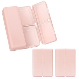 FYY Daily Pill Organizer,2 Pcs 7 Compartments Portable Pill Case Travel Pill Organizer,[Folding Design] Pill Box for Purse Pocket to Hold Vitamins,Cod Liver Oil,Supplements and Medication-Pink