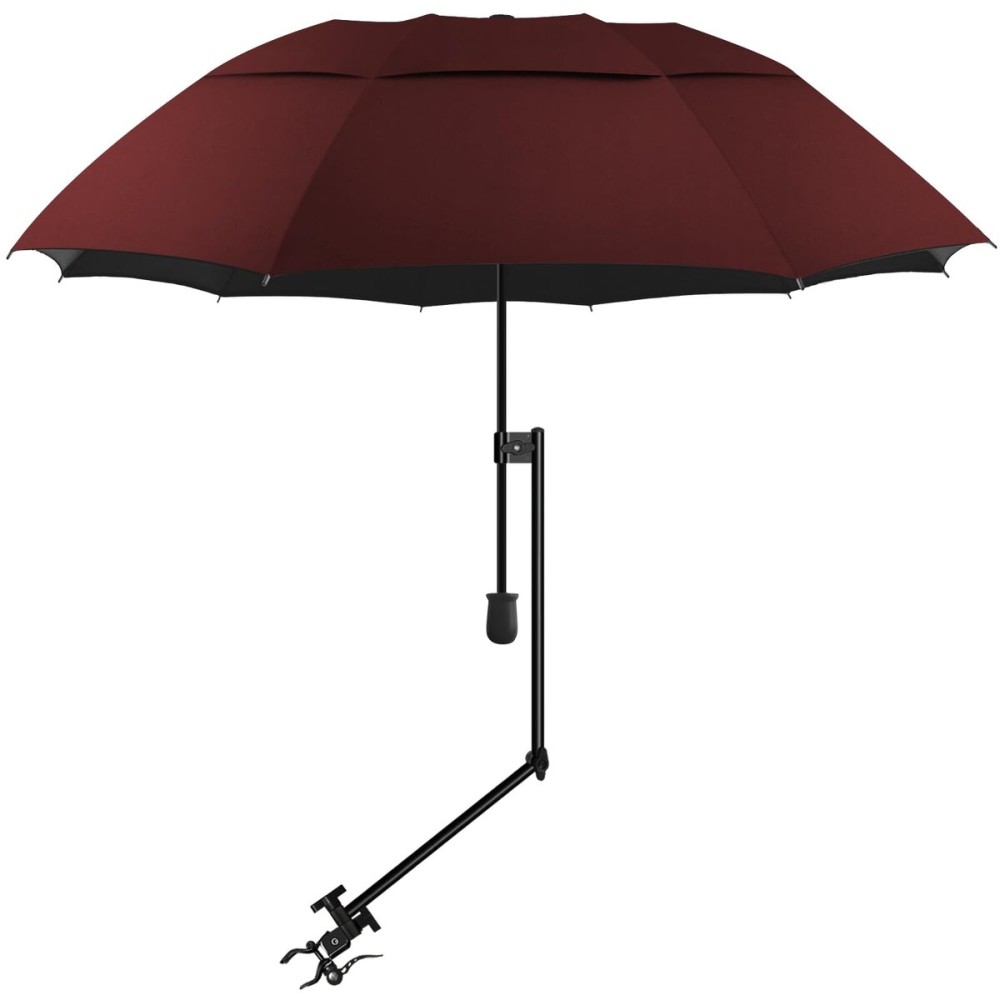 UPF 50+ Beach Umbrella with Adjustable Universal Clamp
