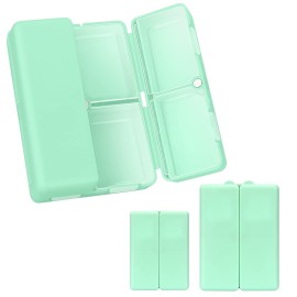 FYY 2 Pcs Daily Pill Organizer, 7 Compartments Portable Pill Case Travel Pill Organizer,[Folding Design] Pill Box for Purse Pocket to Hold Vitamins,Cod Liver Oil,Supplements and Medication-Green