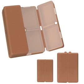 FYY 2 Pcs Daily Pill Organizer, 7 Compartments Portable Pill Case Travel Pill Organizer,[Folding Design] Pill Box for Purse Pocket to Hold Vitamins,Cod Liver Oil,Supplements and Medication-Brown