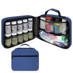 StarPlus2 Large Padded Pill Bottle Organizer, Medicine Bag, Case, Carrier for Medications, Vitamins, and Medical Supplies - Travel Medicine Organizer and Home Storage Med Bag - Blue (Without Lock)