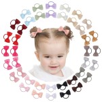 40PCS 2 Inches Baby Girls Hair Bows Ties Mini Boutique Elastic Hair Rubber Ribbon Hair Band Accessories for Kids Toddlers Infants (1-40 PCS - Dark color set)