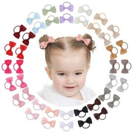 40PCS 2 Inches Baby Girls Hair Bows Ties Mini Boutique Elastic Hair Rubber Ribbon Hair Band Accessories for Kids Toddlers Infants (1-40 PCS - Dark color set)