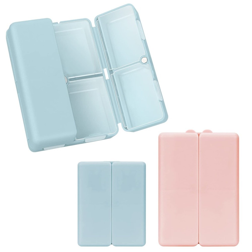 FYY 2 Pcs Daily Pill Organizer, 7 Compartments Portable Pill Case Travel Pill Organizer,[Folding Design] Pill Box for Purse Pocket to Hold Vitamins,Cod Liver Oil,Supplements and Medication-Navy+Pink