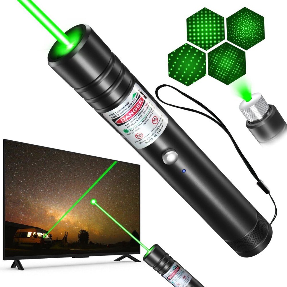 MIPREZT [Professional] Rechargeable Green Laser Pointer High Power Green Beam Laser Light Long Distance Range for TV/LED/LCD Screens Tactical Flashlights Presentation Office/Outdoors/Astronomic [001]