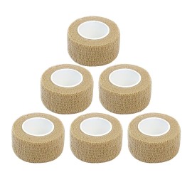 Baisunt 6 Pack 1 Inches Cohesive Bandage Self Adhesive Wrap Elastic Self Adherent Vet Wrap Breathable Self Stick Tape for Wrist, Ankle, Sports, Tatoo Wrap(5 Yards, Skin Color)