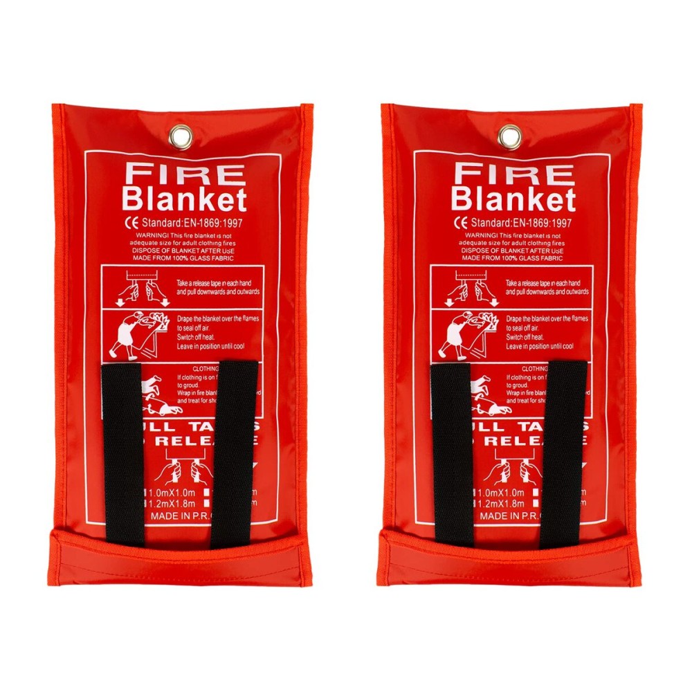 FLASLD Fire Blanket for Home, Fiberglass Fire Blankets Emergency for People, 2 Pack - Fire Suppression Blanket for Kitchen 40x40 Inch