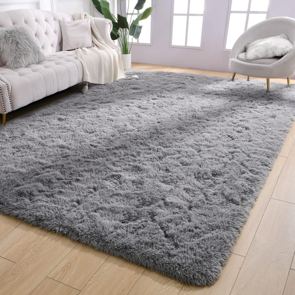 AROGAN Luxury Soft Area Rugs for Bedroom Living Room Plush Shag Rug 4x6 Feet, Grey Fluffy Rug for Kids Girls Playroom Dorm, Shag Shag Fuzzy Carpets Plush Rug for Teen Boys Nursery