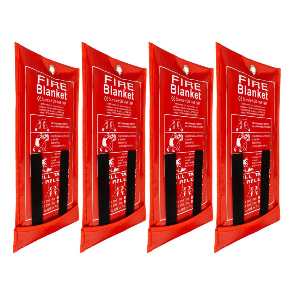 FLASLD 4 Pack Fire Blanket for Home and Kitchen, 40x40 Inch Fiberglass Fire Blankets Emergency for People, Fire Suppression Blankets for School Fireplace Grill Car Office Garage Welding Warehouse