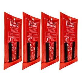 FLASLD 4 Pack Fire Blanket for Home and Kitchen, 40x40 Inch Fiberglass Fire Blankets Emergency for People, Fire Suppression Blankets for School Fireplace Grill Car Office Garage Welding Warehouse