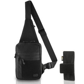 M-Tac CCW Sling Bag for Men & Women - EDC Shoulder Bag Tactical - Crossbody Concealed Carry Bag - Mens Chest Pack (ELITE Black Loop Panel)
