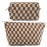 SOIDRAM 2 Pieces Makeup Bag Large Checkered Cosmetic Bag Capacity Canvas Mix Travel Toiletry Bag Organizer Cute Makeup Brushes Aesthetic Accessories Storage Bag for Women, Checkered Mix Brown