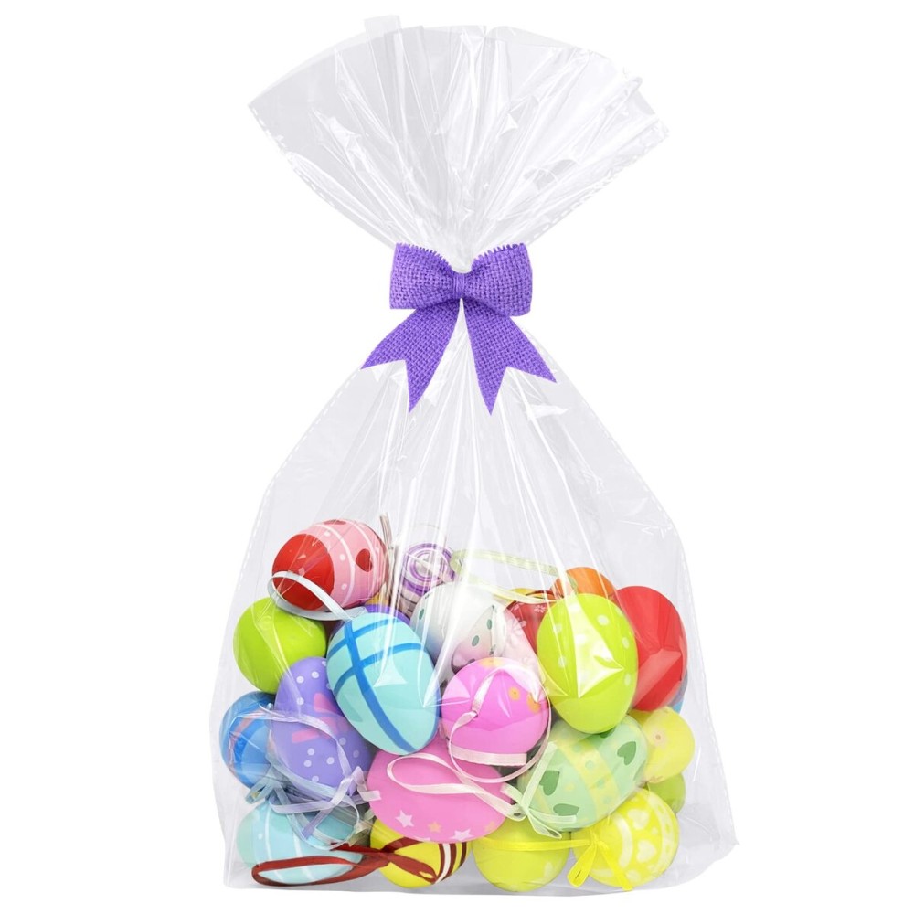 Morepack Large Flat Bottom Cellophane Bags,100Pcs 12x4x16 Inches Clear Flat Bottom Cellophane Gift Bags with Twist Ties (No Side Gusset)