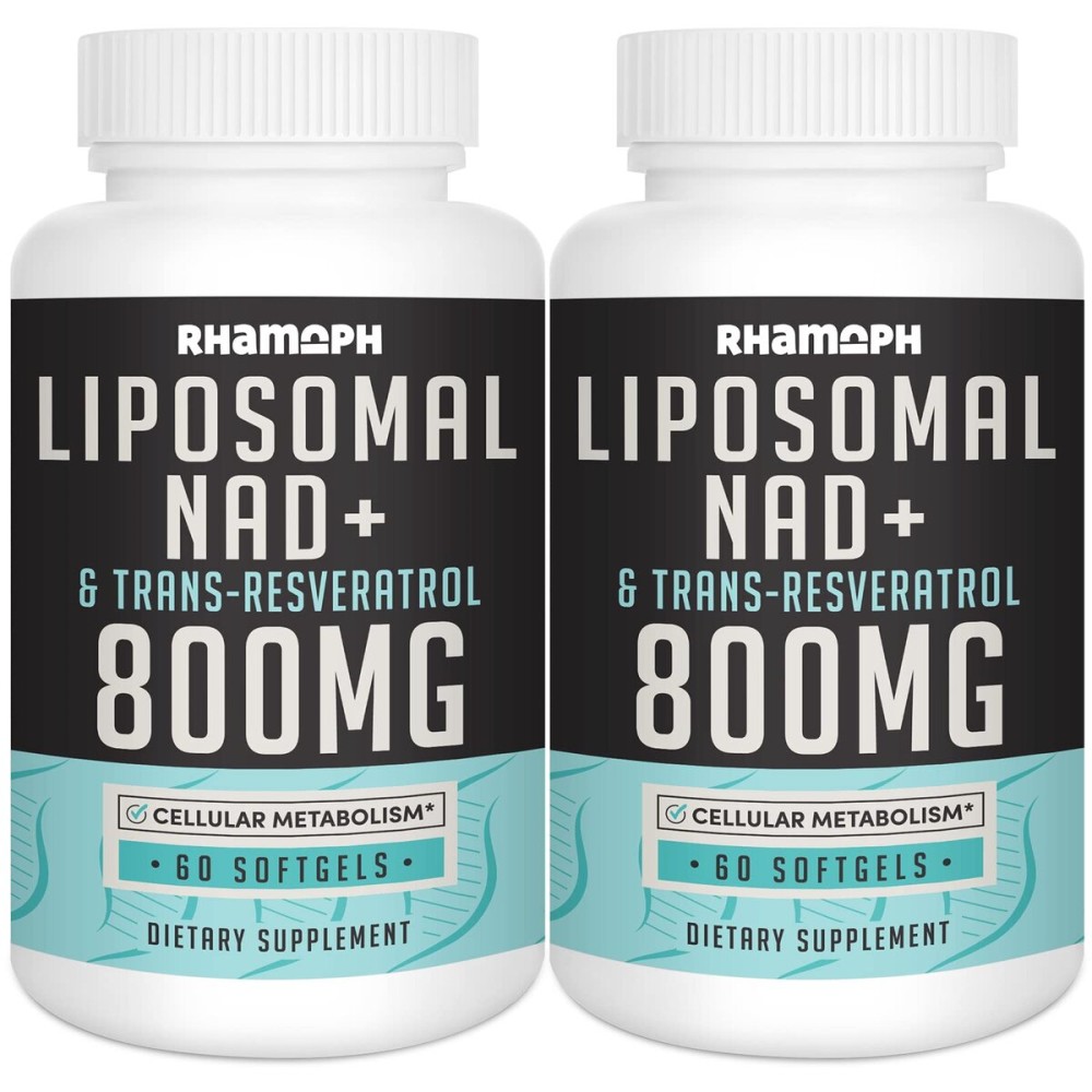 Rhamoph Liposomal NAD+ 800 mg with Trans-Resveratrol 300 mg, Max Absorption, Actual NAD+ Boosting Supplement for Healthy Aging, Cellular Energy, DNA Repair, Longevity - 120 Softgels