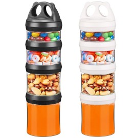 BeneLabel Stackable Food Storage Containers with Twist Lock System - BPA-Free Tritan Containers for Travel, Formula, Protein Powder, Snacks - Leakproof & Dishwasher Safe (Black and White, 31oz per)