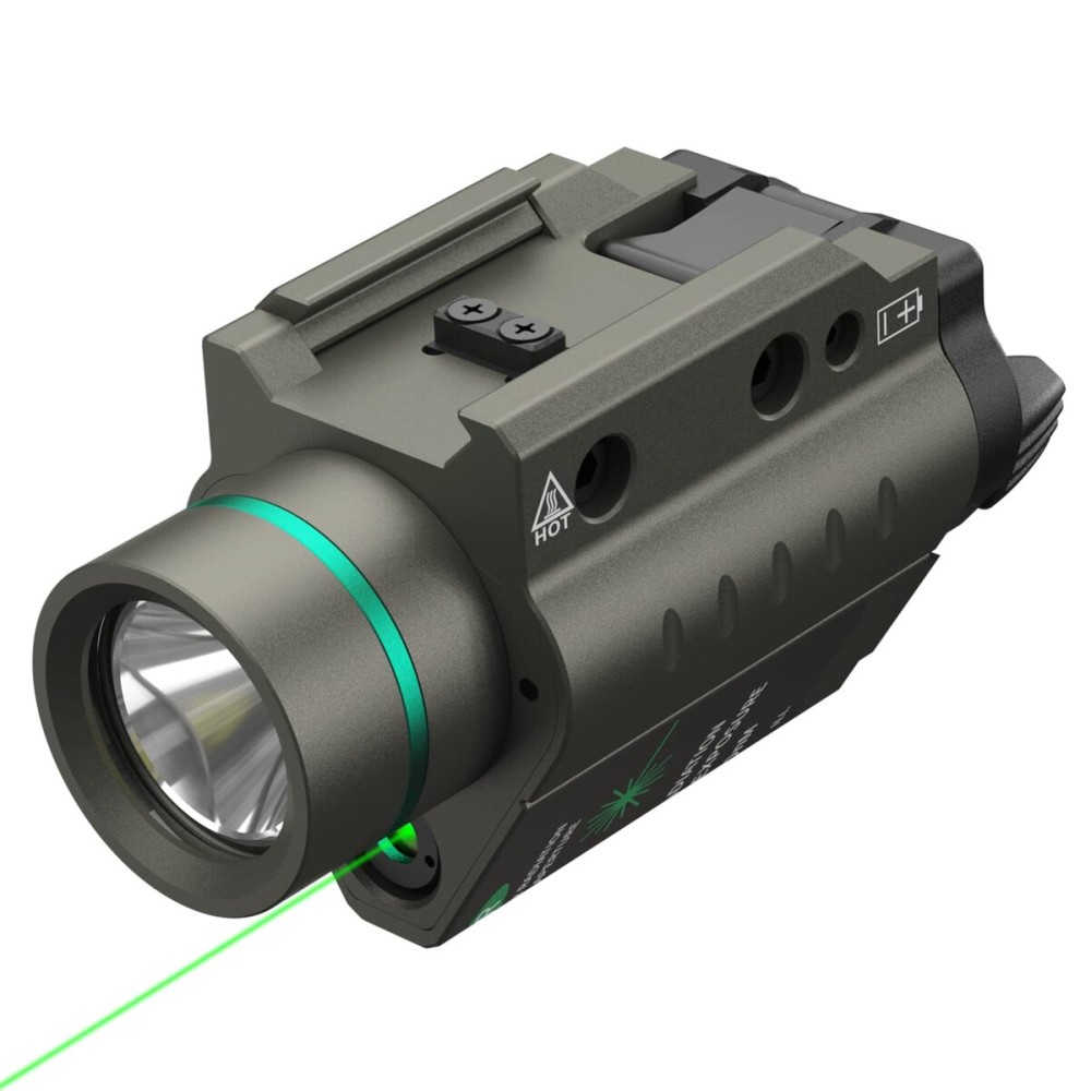 Feyachi LF-58 Green Laser Tactical Light Combo 200 Lumen LED Flashlight Laser with Picatinny Rail Mount for Pistol Handgun Rifle(Nickel)