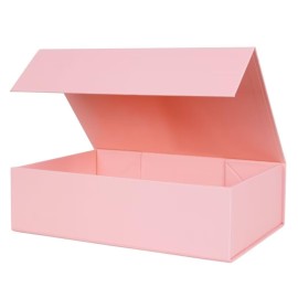 Aimyoo Pink Collapsible Gift Box with Magnetic Closure Lids 10.5x7x3 in, Bridesmaid Groomsman Proposal Boxes, Rectangle Storage Box 1 Pack