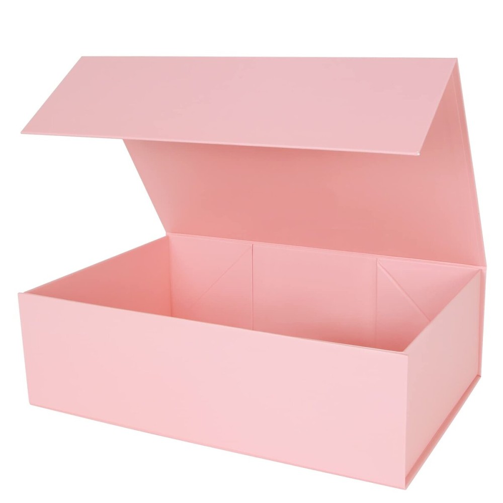 Aimyoo Pink Collapsible Gift Box with Magnetic Closure Lids 13.8x9x4.3 in, Large Bridesmaid Groomsman Proposal Boxes, Rectangle Present Box for Graduation Birthday Storage 1 Pack