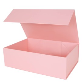 Aimyoo Pink Collapsible Gift Box with Magnetic Closure Lids 13.8x9x4.3 in, Large Bridesmaid Groomsman Proposal Boxes, Rectangle Present Box for Graduation Birthday Storage 1 Pack
