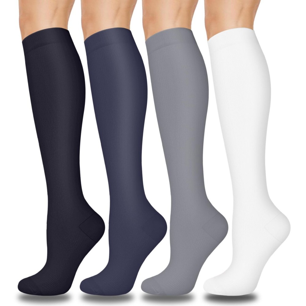 Aoliks Compression Socks for Women & Men Circulation, Knee High Support Socks for Flight Pregnancy Hiking