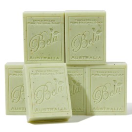 BELA Gardeners with Crushed Leaf and Bran Soap 3.3 OZ Pack of 6, Long Lasting French Triple Milled Bar Soap with Organic Shea Butter, Hand, Face and Body Wash Bar, Made in Australia