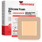 FRESINIDER Silicone Foam Dressing with Adhesive Border - Wound Dressing Bandage - Silicone Foam Pad - Pack of 10 - 4 x 4 Inches Large Waterproof Bandages - Self Adhesive Wound Care and Dressings