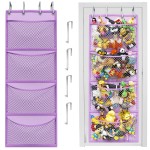 Honeyera Plush Storage (Patent Pending) - Plush Hammock Net Over Door Organizer for Stuffies, Baby Accessories, Toy/Hammock Hanging Storage Big Girls Toddler Large Bag Animals (Purple)