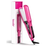 Terviiix Ceramic Hair Straightener, 1-1/2 Inch Wide Flat Iron for Hair, Professional Straightening Irons with Adjustable Temp, 30s Instant Heating, Get Silky Smooth Hair, Dual Voltage, Auto Off, Pink