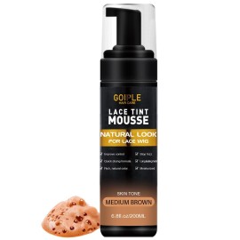 Lace Tint Melting Hair Mousse, 6.8 fl oz Lace Tint Mousse for Women Hair Wig Lace Wigs Toupees and Hairpieces Natural Finishing Lace Color, Lace Tint Mousse for Wigs Melts Lace Foam Tint(Medium Brown)