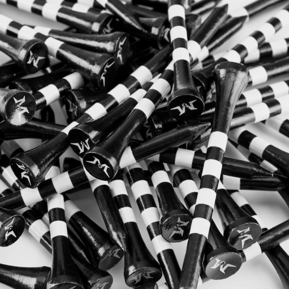 MAZEL Natural Wood/Bamboo Golf Tees 2 3/4 Inch & 3 1/4 Inch,Pack 50 or 120,Reduce Friction & Side Spin,More Stable Golf Tees (50 Pack(25 * 2-3/4+25 * 3-1/4),Black)