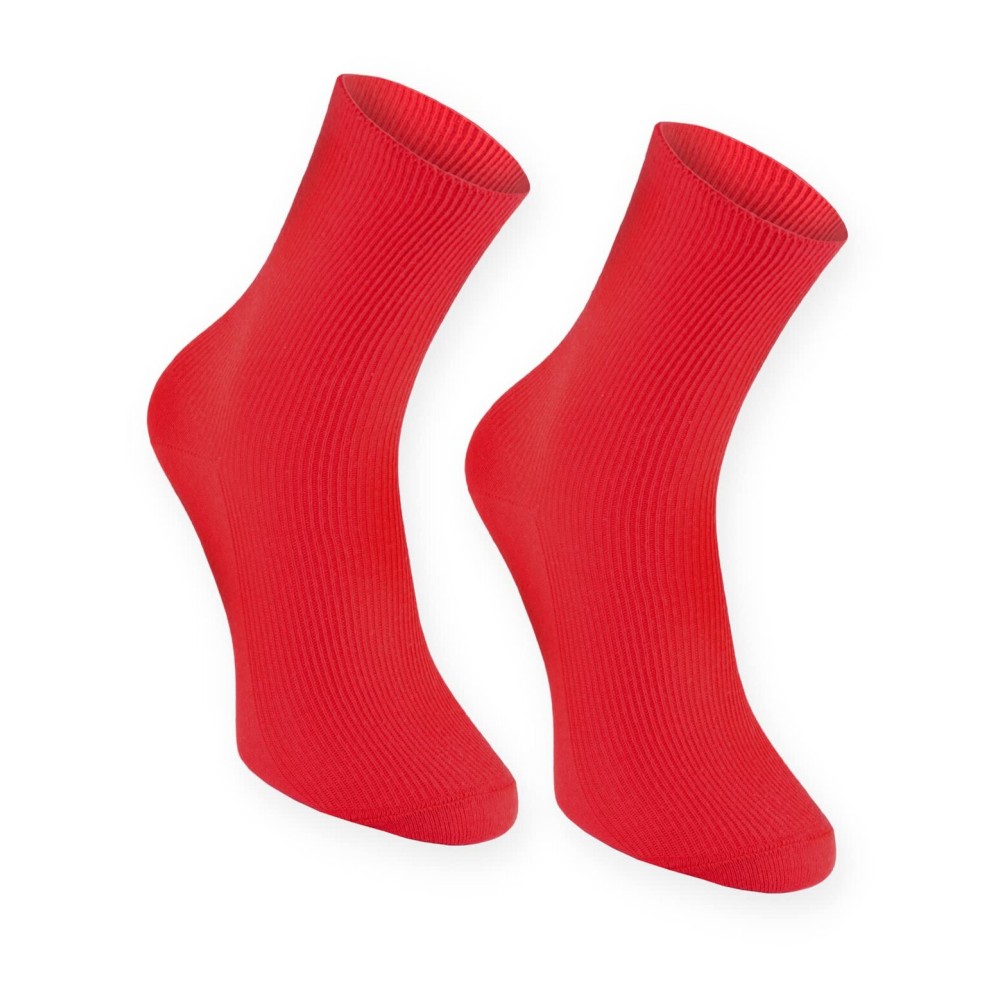 Rainbow Socks - 1 pair of DIABETIC Elastic Cotton Socks for SWOLLEN FEET, Red S